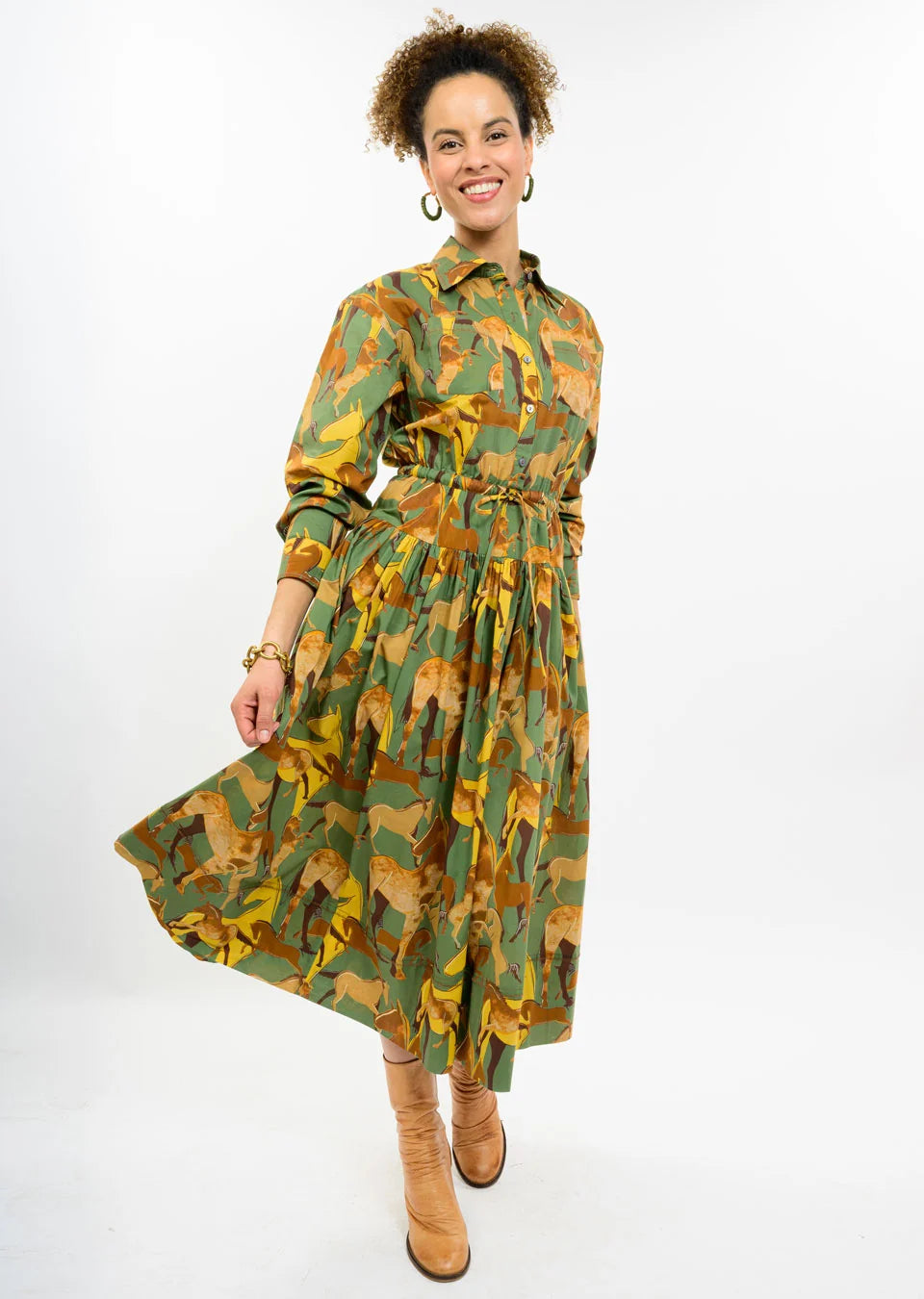 Uncle Frank Dress HORSE BUTTON DOWN MAXI