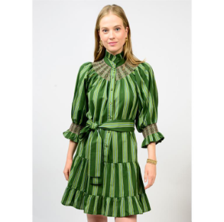 Uncle Frank DRESS SMOCKED YOKE GREEN