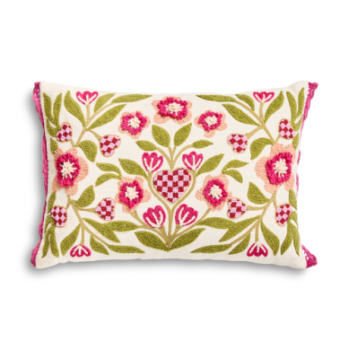 Pillow Hearts Check Lumbar Throw