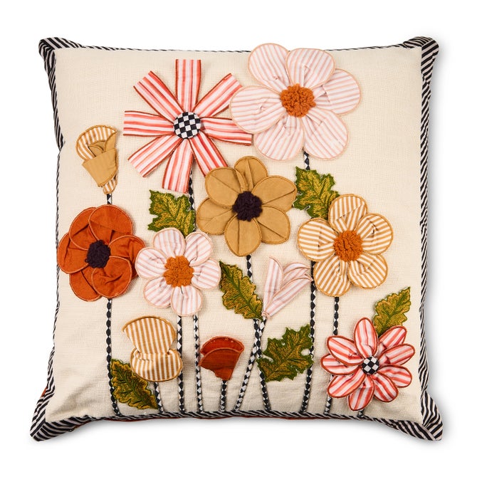 Mackenzie-Childs Pillow Striped Flowers Throw