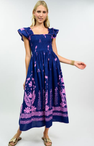 Uncle Frank DRESS SMOCKED BORDER