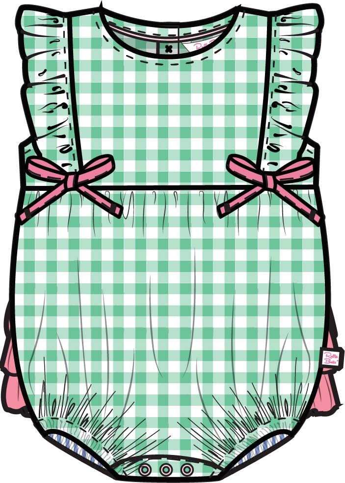 Romper Spring Bud Gingham Classic Ruffle Bubble Baby Girls