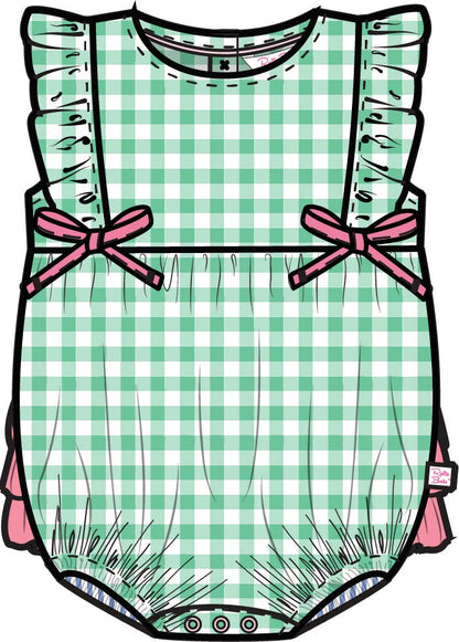 Romper Spring Bud Gingham Classic Ruffle Bubble Baby Girls