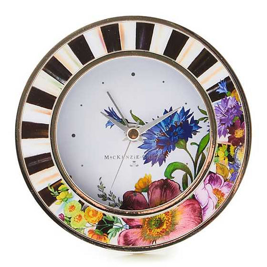 Clock Desk Round Silver Plated