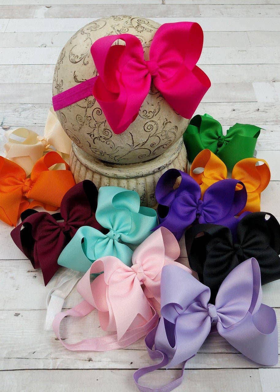 Hair Bow Classic Grosgrain - Satin Headband - 4.5"