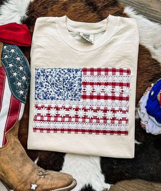 Tee American Flag Daisy