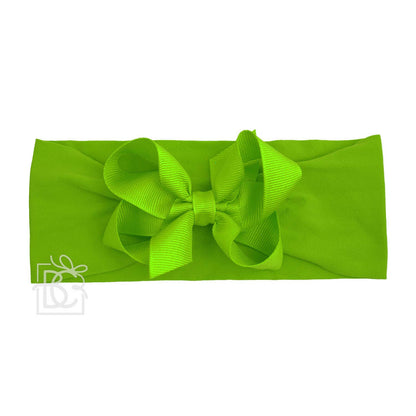 Hair Bow WIDE PANTYHOSE HEADBAND W/CLASSIC GROSGRAIN