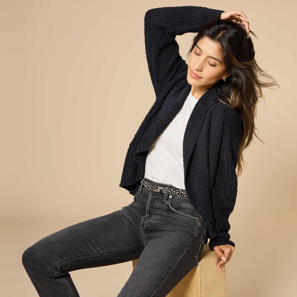 Cardigan Waffle Marshmallow Cocoon Black
