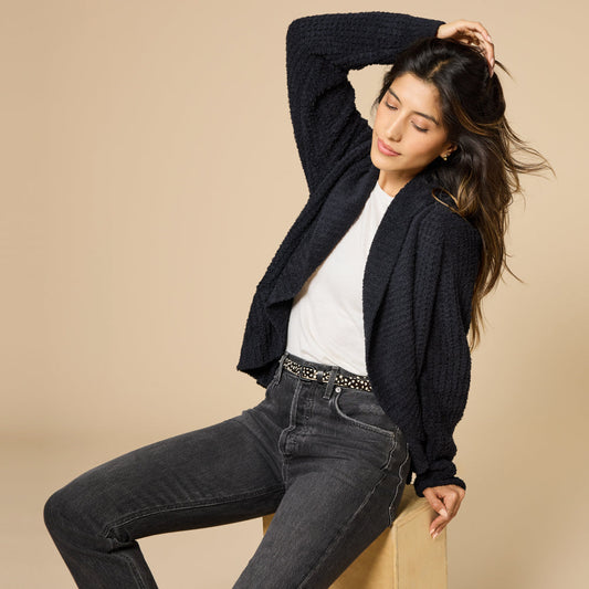 Cardigan Waffle Marshmallow Cocoon Black