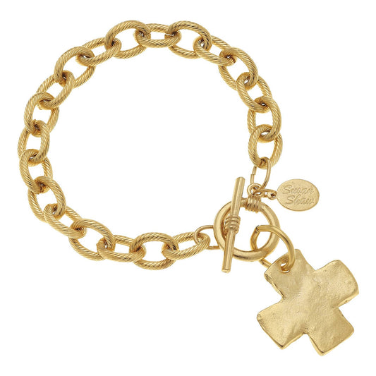 Bracelet Cross Gold Toggle