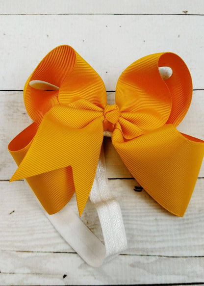 Hair Bow Classic Grosgrain - Satin Headband - 4.5"