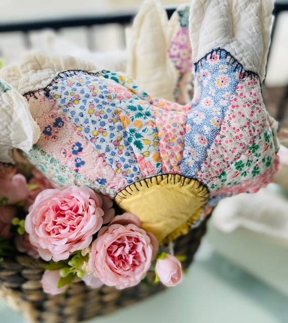 Easter Bunnies Vintage Fabric Upcycled Quilts
