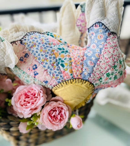 Easter Bunnies Vintage Fabric Upcycled Quilts