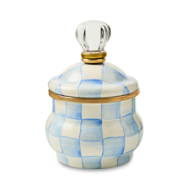 Mackenzie Childs Sugar Bowl Sky Check Lidded