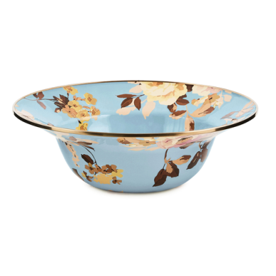 Mackenzie Childs Serving Bowl Wild Rose Slate