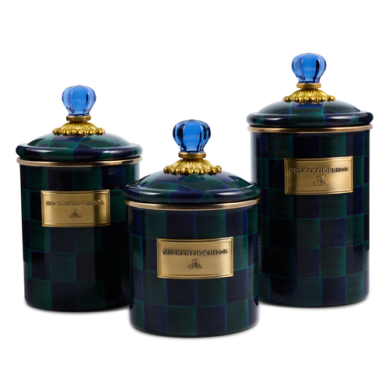 Mackenzie Childs Canisters Juniper Check