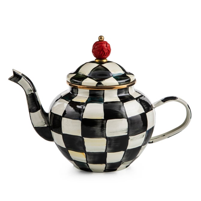 Mackenzie Childs Teapot 4 Cup Courtly Check
