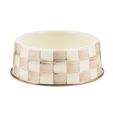 Mackenzie Childs Pet Dish Large Mocha Check