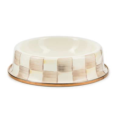 Mackenzie Childs Pet Dish Small Mocha Check