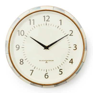 Mackenzie Childs School Wall Clock Sterling Check