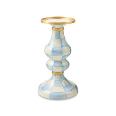 Mackenzie Childs  Pillar Candlestick Sky Check