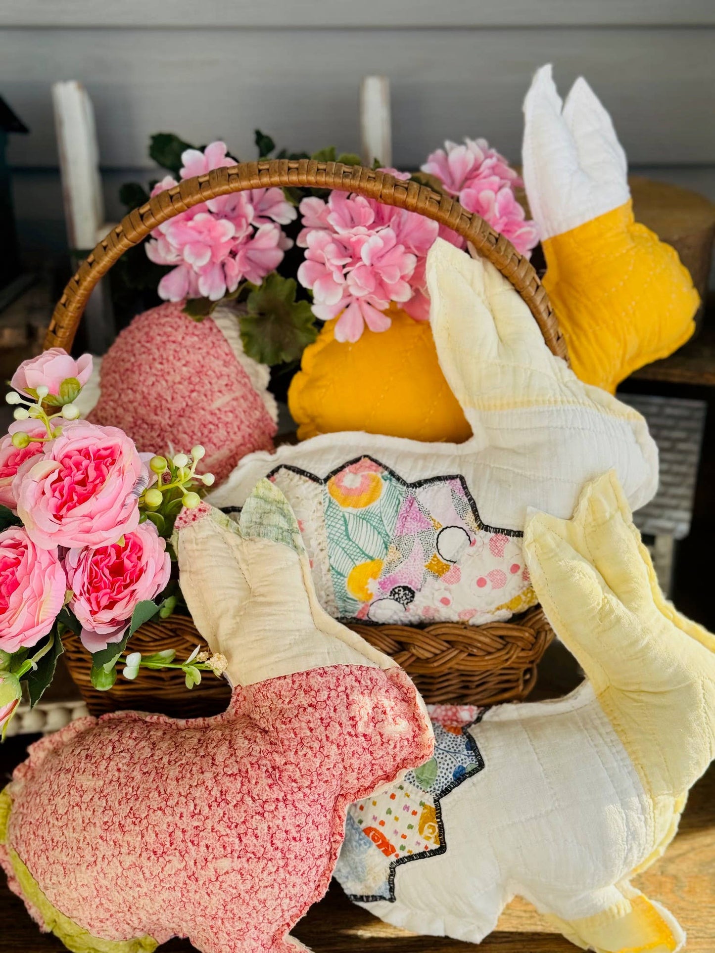 Easter Bunnies Vintage Fabric Upcycled Quilts