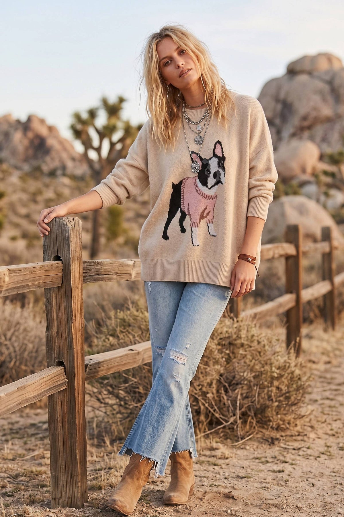 Sweater French Bulldog Graphic Oversized