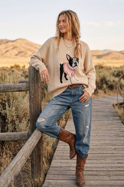 Sweater French Bulldog Graphic Oversized