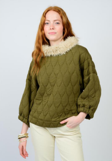 Ivy Jane TOP POOF SLEEVE QUILTED POPOVER