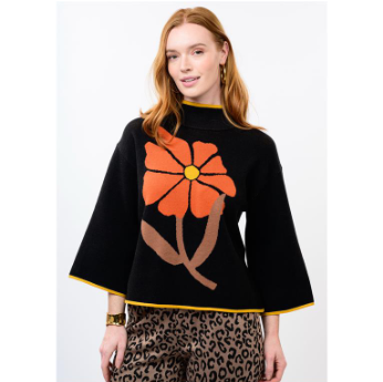 Ivy Jane Sweater BOLD FLOWER BLACK