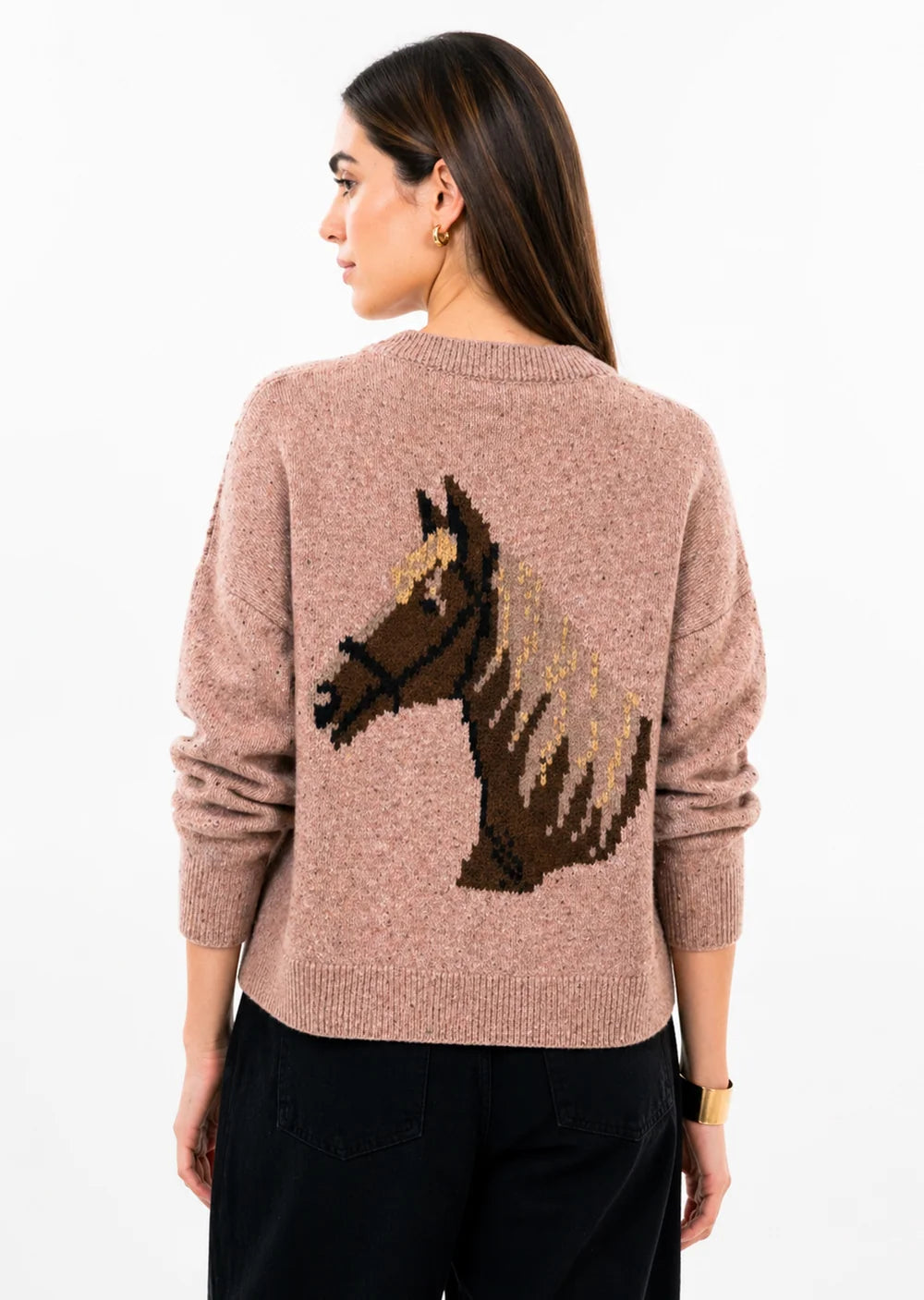 Ivy Jane Sweater HORSE AND HORSESHOE ROSE
