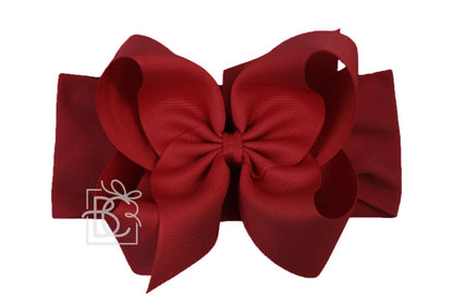 Hair Bow WIDE PANTYHOSE HEADBAND W/CLASSIC GROSGRAIN