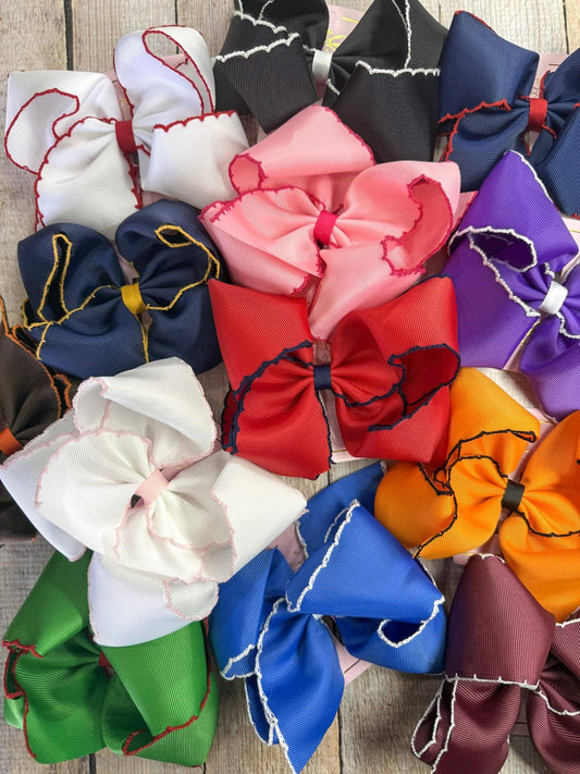 Hair Bows Classic Moonstitch Boutique Bows Girls Hair Accessories Clip or Headband