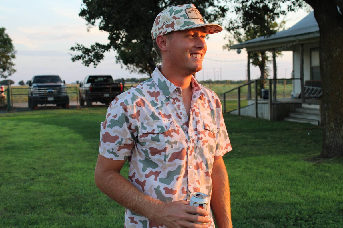 Shirt Pearl Snap Camo Short Sleeve