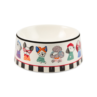 Mackenzie Childs Pet Dish Courtly Check Ceramic