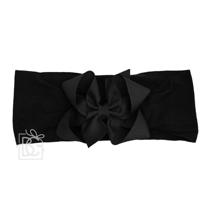 Hair Bow WIDE PANTYHOSE HEADBAND W/CLASSIC GROSGRAIN