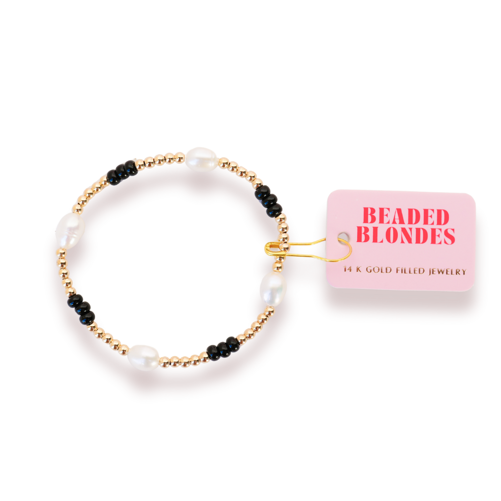 Poppi Bracelet Black School Spirit Pearl