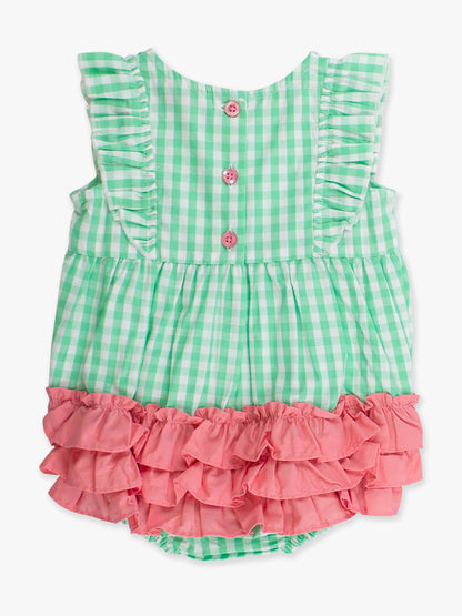Romper Spring Bud Gingham Classic Ruffle Bubble Baby Girls