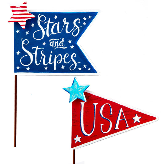 Round Top Stake Patriotic Pennants