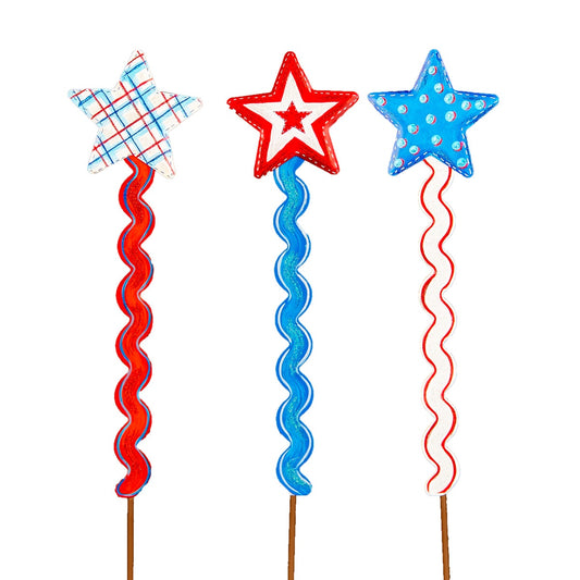 Round Top Stake Stars & Ric Rac Streamers