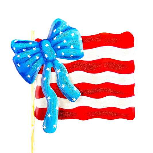 Round Top Stake Bow American Flag