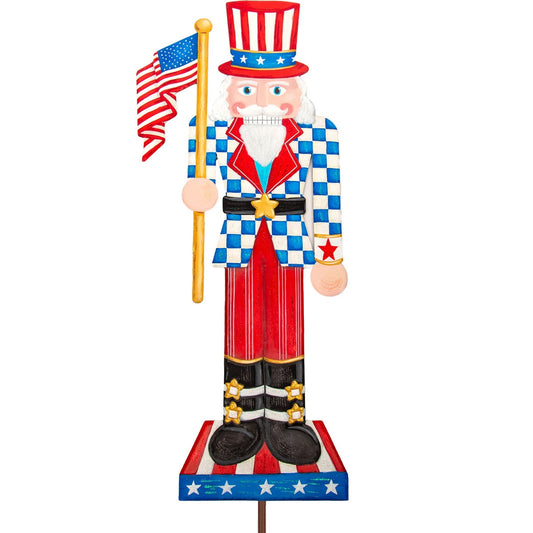 Round Top Stake Uncle Sam Nutcracker Medium