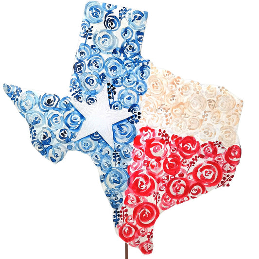 Round Top Stake Texas Rose Watercolor