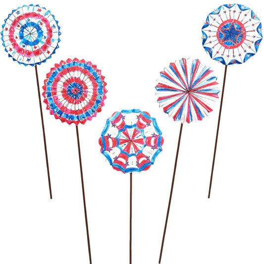 Round Top Stake Pinwheels Patriotic