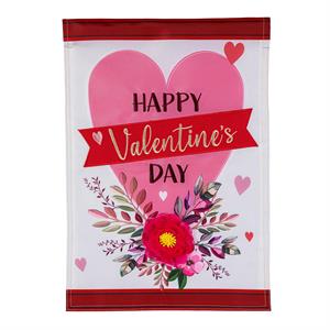 happy valentines heart flag with floral 