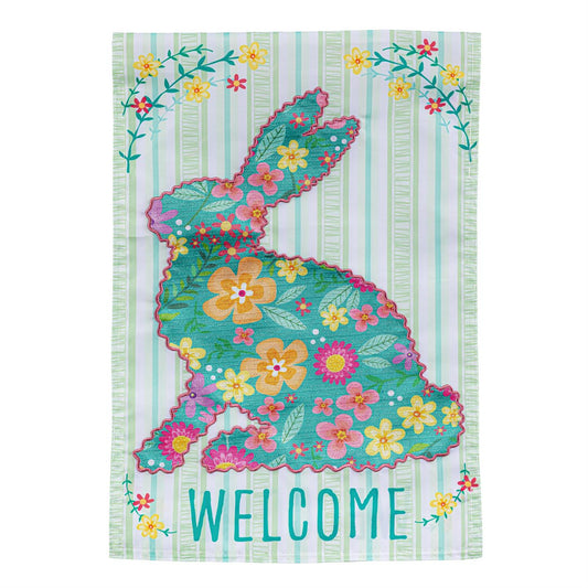 Flag Floral Patterned Bunny Applique