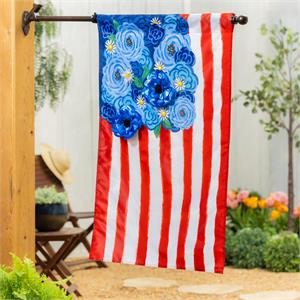 Evergreen Flag American Classic Floral Applique