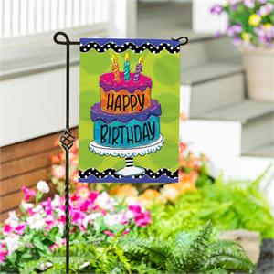 Evergreen Flag Ric Rac Happy Birthday Cake Burlap Garden