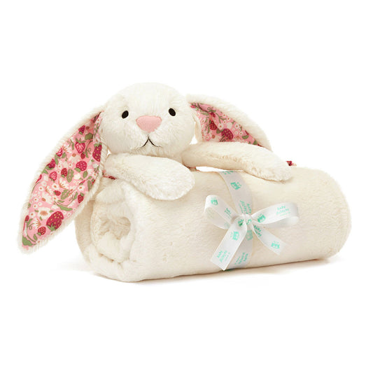 JellyCat Blankie Bunny Cream Berry Blossom