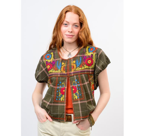 Sister Mary TOP BOLERO GREEN PLAID